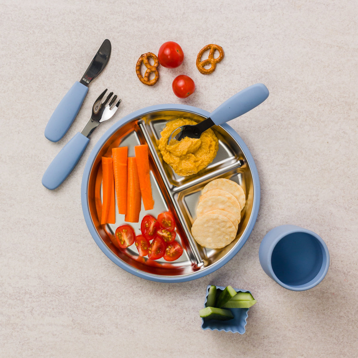 Nesting Stainless Divided Suction Plate 20cm