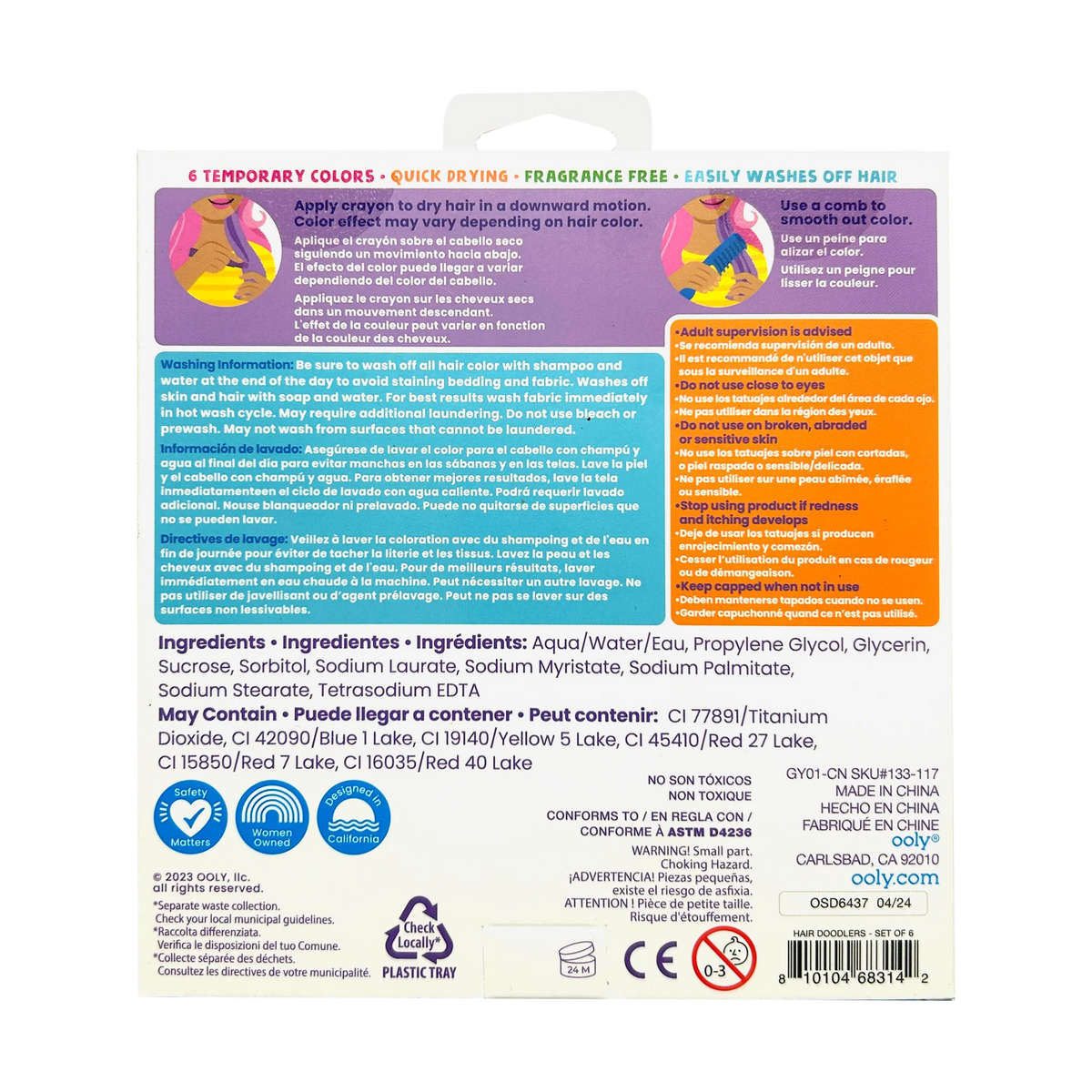 Ooly Hair Doodlers - Hair Crayons (Set of 6)