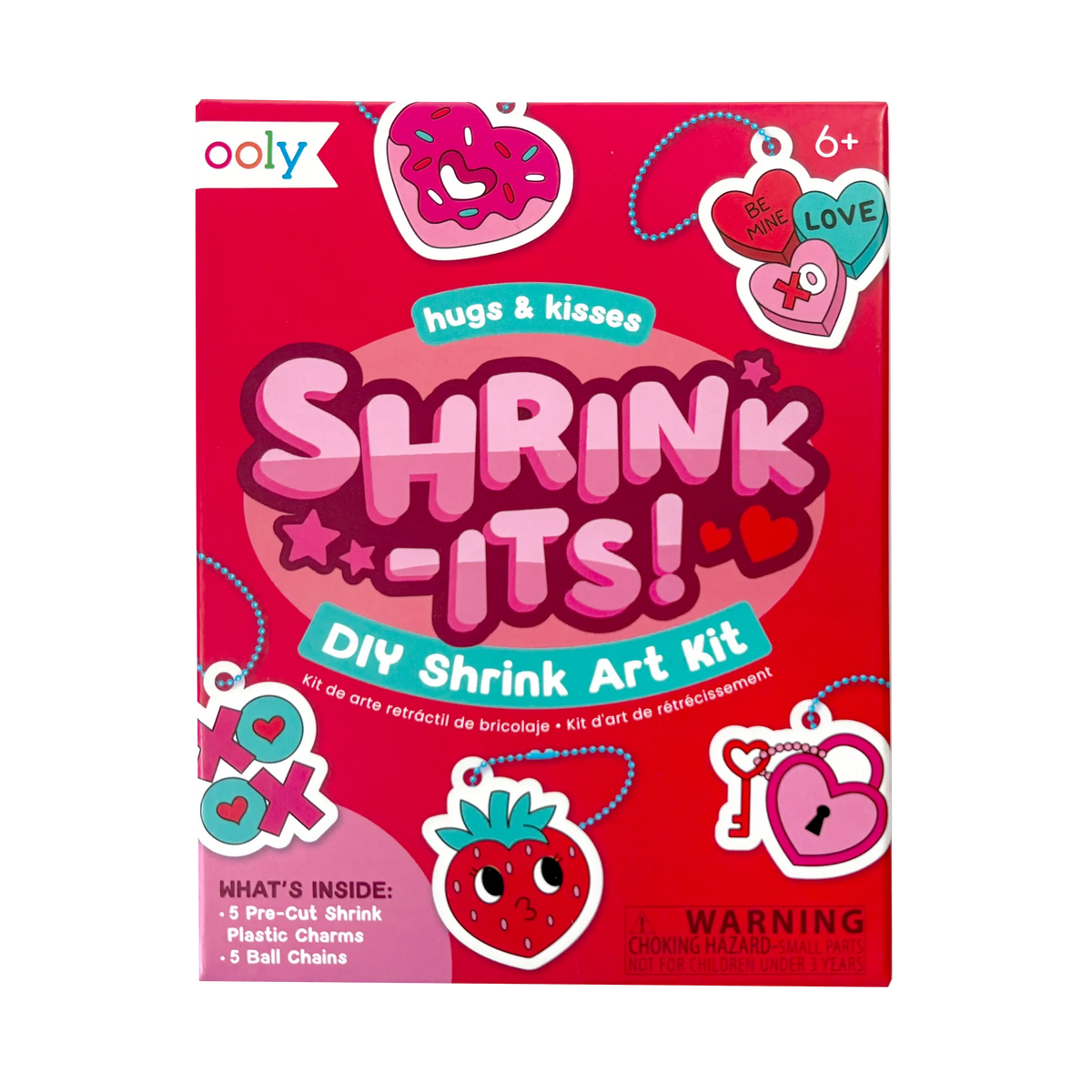 Ooly Mini DIY Shrink Art Kit - Hugs & Kisses - 5 Charms